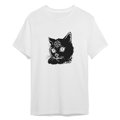 FTW0541-L Футболка Чёрный кот с пентаграммой, размер L