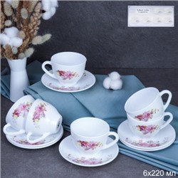 Чайный набор 12 предметов 220 мл / GB220/GD55-6A (7065) /уп 8/ серия Розовая композиция