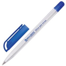 Ручка шариковая масляная Brauberg "Olive Pen" 0,7 мм корпус матово-прозрачный синий стержень 141476