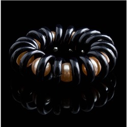 Резинка-пружинка для волос с перламутровыми бусинами " KRA-2242 " черный/кремовый