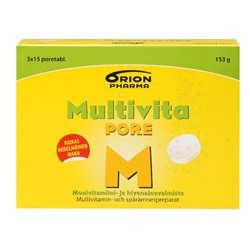 Поливитамины быстрорастворимые таблетки (шипучки) Multivita PORE MONIVITAMIINI 3*15 шт