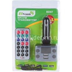 MP3 FM Modulator ELTRONIC (2USB/Micro SD/дисплей/пульт) 9908 черный