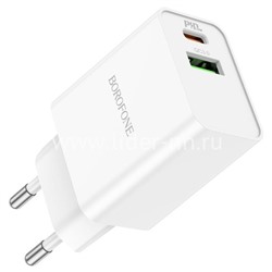 СЗУ с Type-C выходом 20W PD+1 USB Quick Charge 3.0 (5V-3.0A/9V-2.0A/12V-1.5A) BOROFONE BA69A (белый)