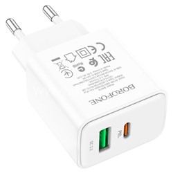 СЗУ 1 USB выход 20W PD+Quick Charge 3.0 (5V-3.0A/9V-2.0A/12V-1.67A) BOROFONE BA67A (белый)