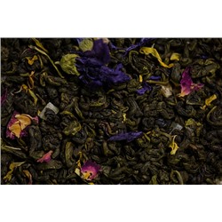 Зеленый  Утро Клеопатры   Зеленый китайский чай порох с кусочками папайи, ананаса, лепестками роз, мальвы и календулы с ароматом маракуйи.