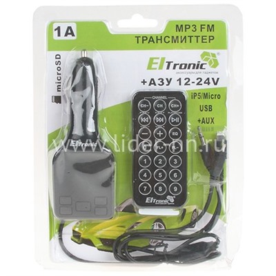 MP3 FM Modulator ELTRONIC (USB/Micro SD/дисплей/пульт/зарядное устройство) 9903