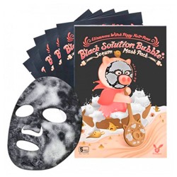 Тканевая маска для лица ПУЗЫРЬКОВАЯ Witch Piggy Hell-Pore Black Solution Bubble Serum Mask Pack Elizavecca 25 мл