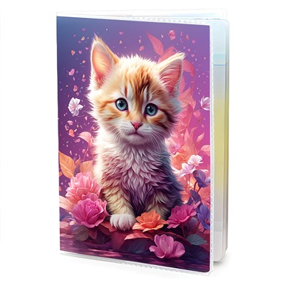 MOB775 Обложка для паспорта Котёнок в цветах