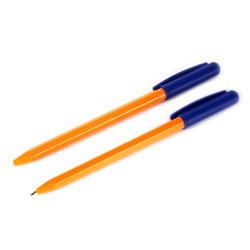 Ручка шариковая, автомат, поворотный механизм, оранжевый корпус, 0,5мм, синяя
