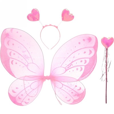 Карнавальный набор (крылья, ободок, палочка) "Фея Фантазия" (крылья 48*41см), Розовый